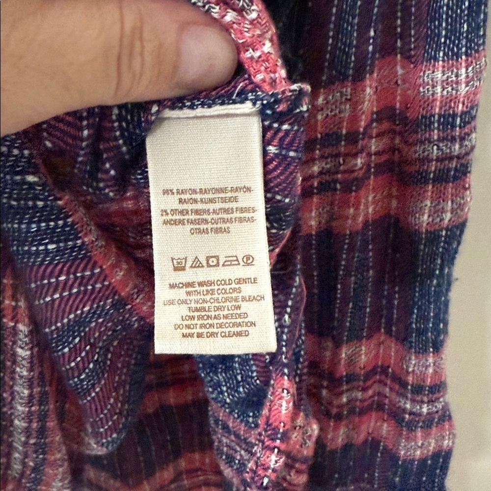 Free People pink  and Blue Plaid Blouse - Picture 3 of 5